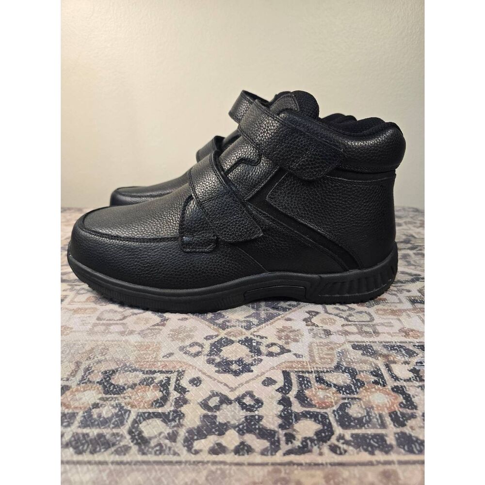 Orthofeet 581 Glacier Gorge Black Leather Hook & Loop Men's Size 11.5 4E X Wide
